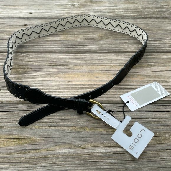 Lodis Women belt leather Lazer Cut fashion Women Black Waistband Size M - Picture 3 of 12